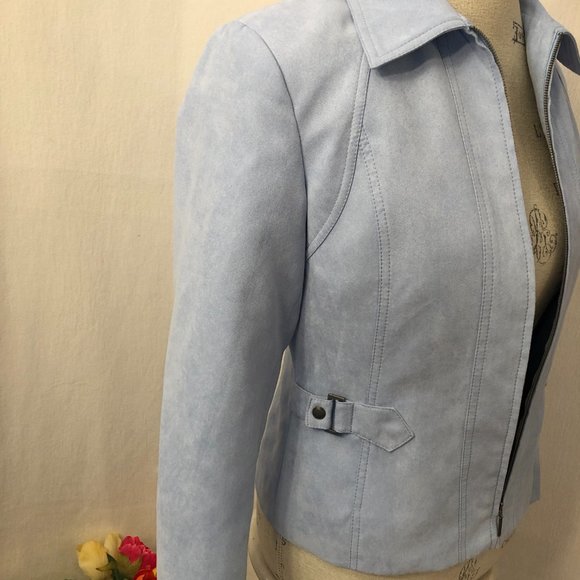 Proportion Petite Conrad C Light Blue Faux Suede Jacket. Size 4. - Picture 9 of 9